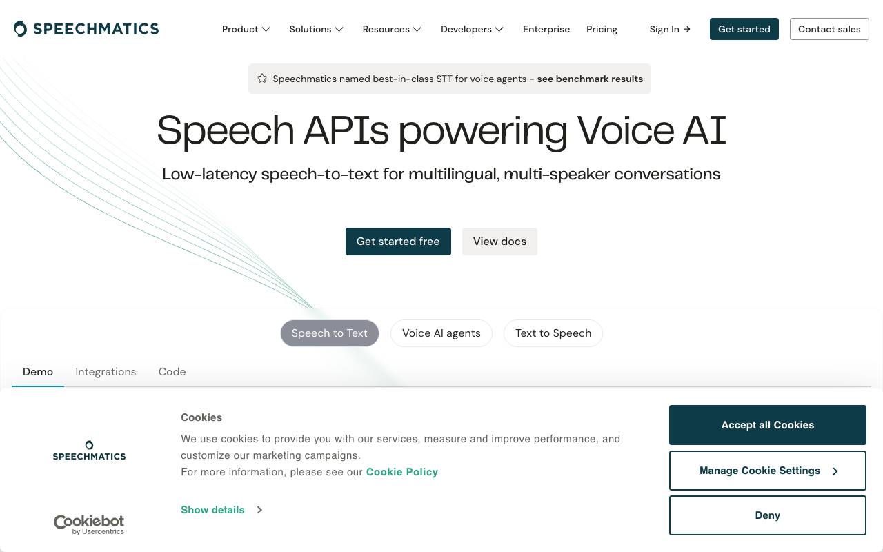 Speechmatics website preview