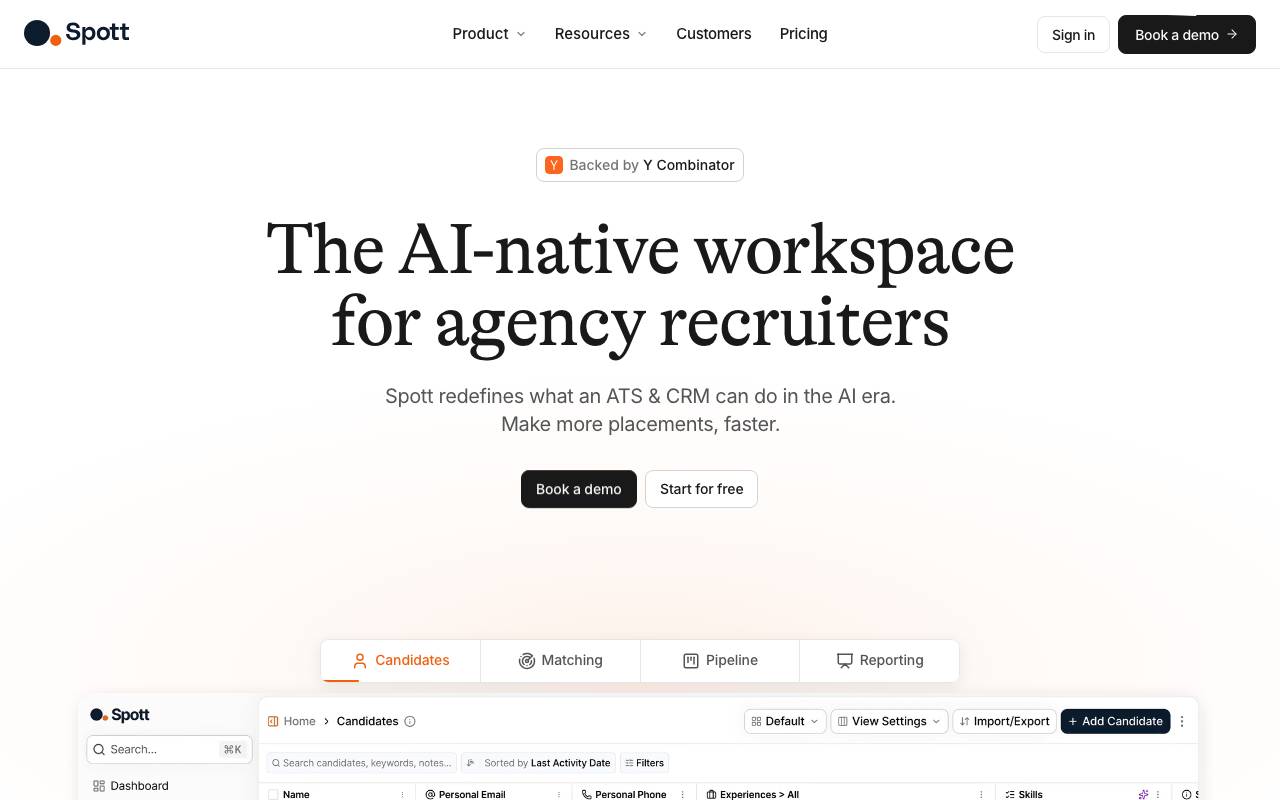 Spott website preview
