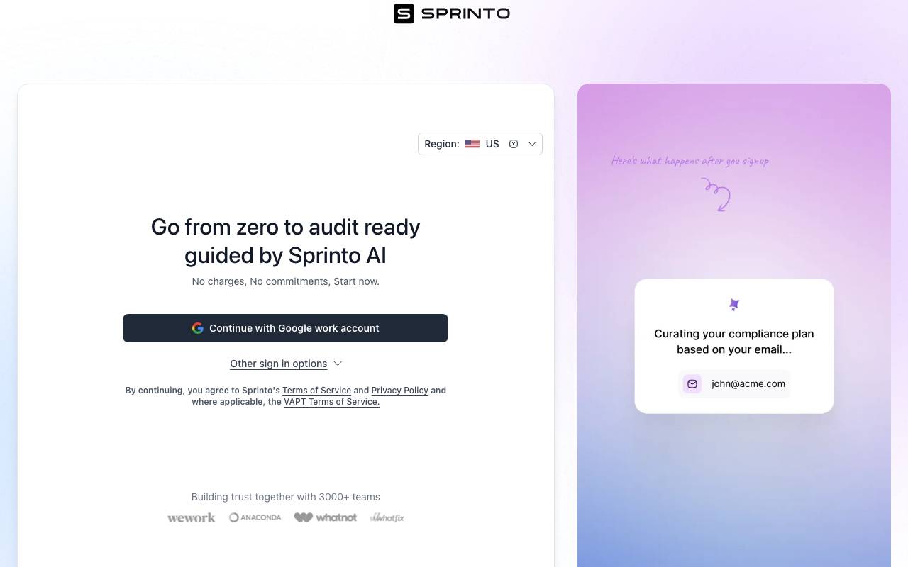 Sprinto AI website preview