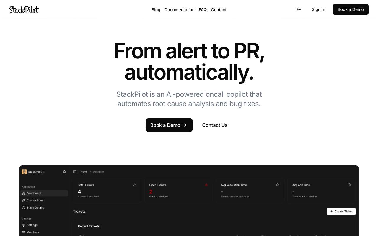 StackPilot website preview