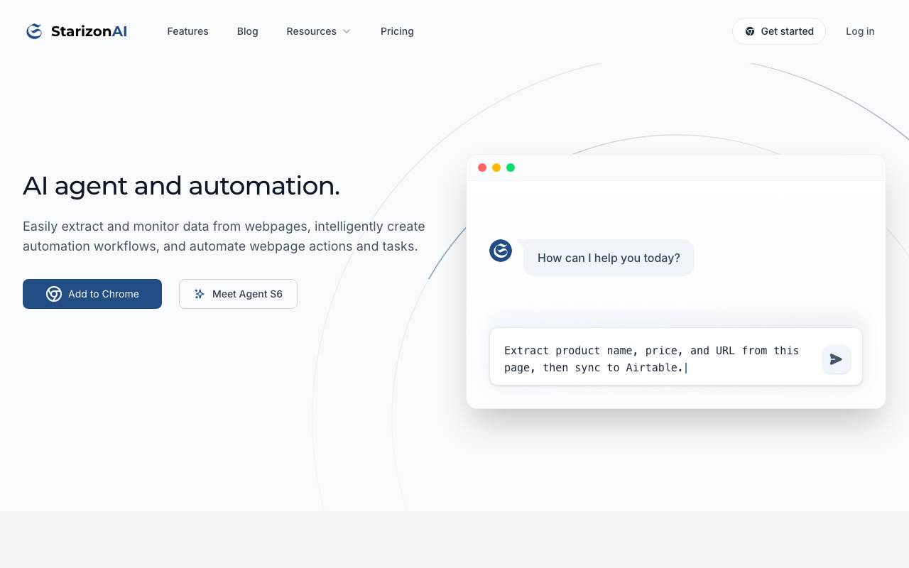 Starizon AI website preview