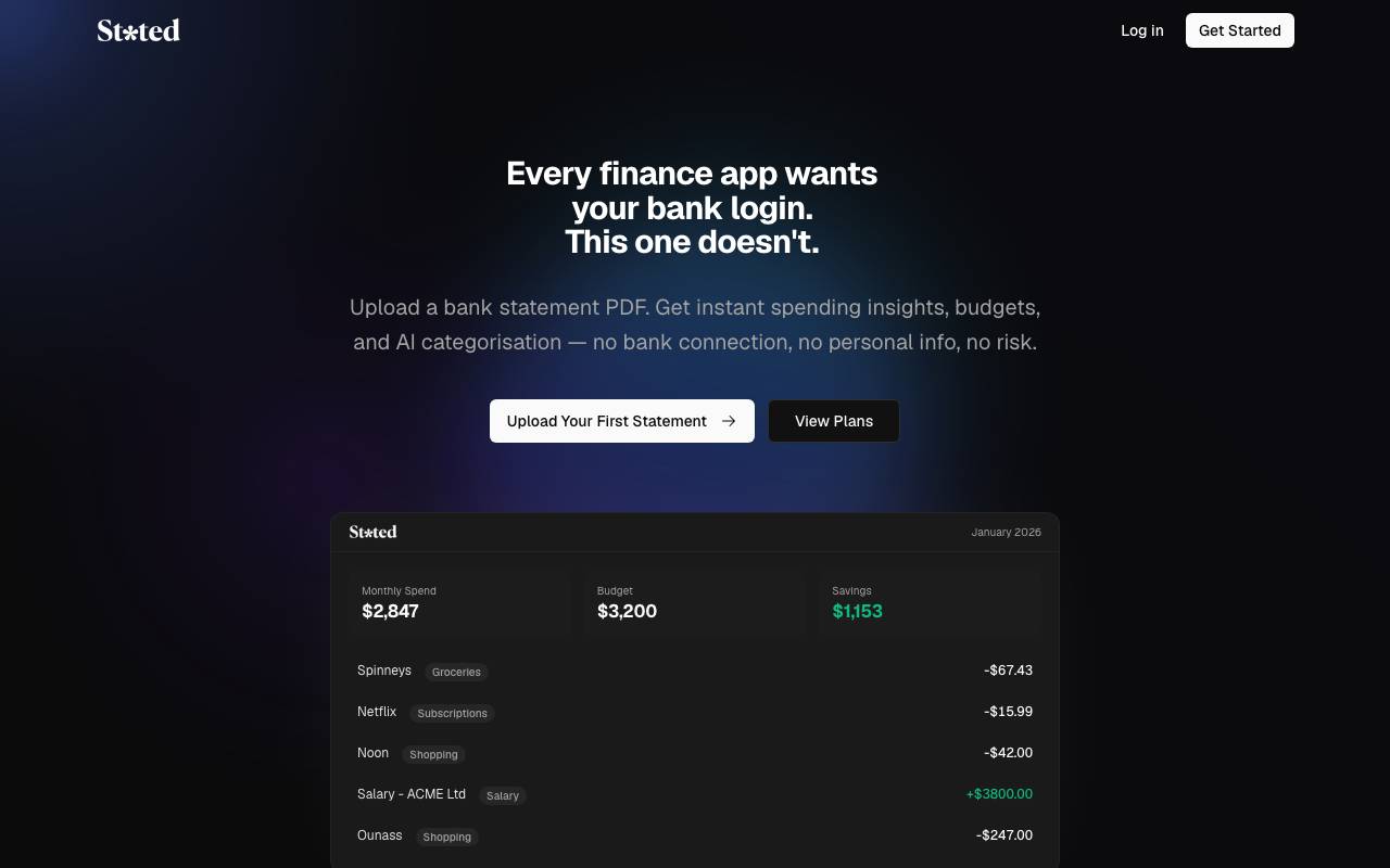 Stated website preview