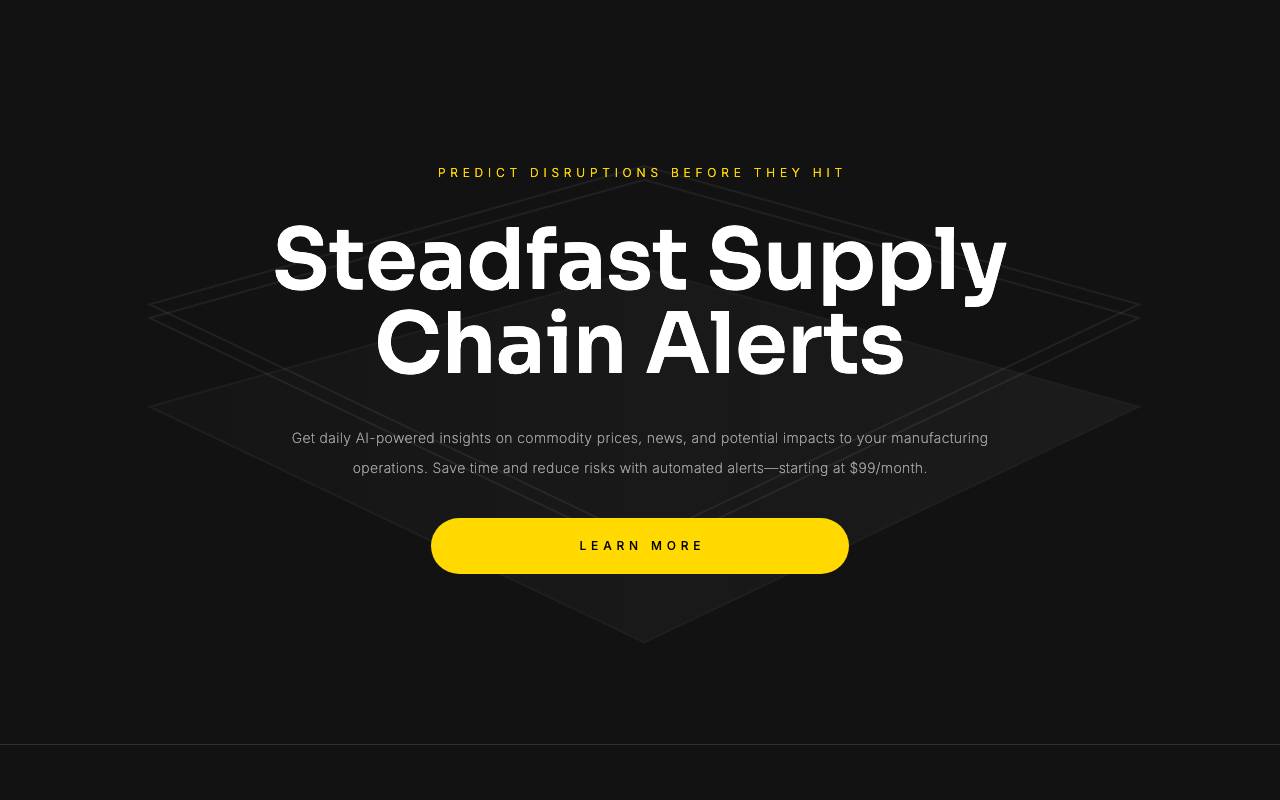 Steadfast Supply Chain Alerts website preview