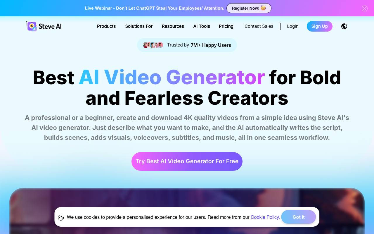 Steve Ai website preview