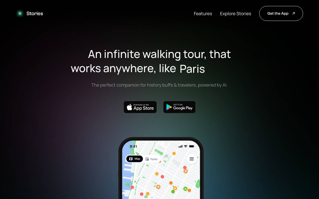 Stories App website preview