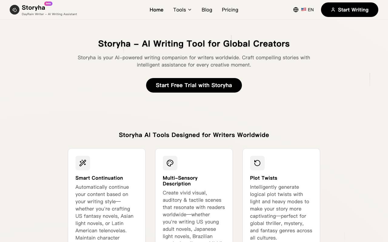 Storyha AI website preview