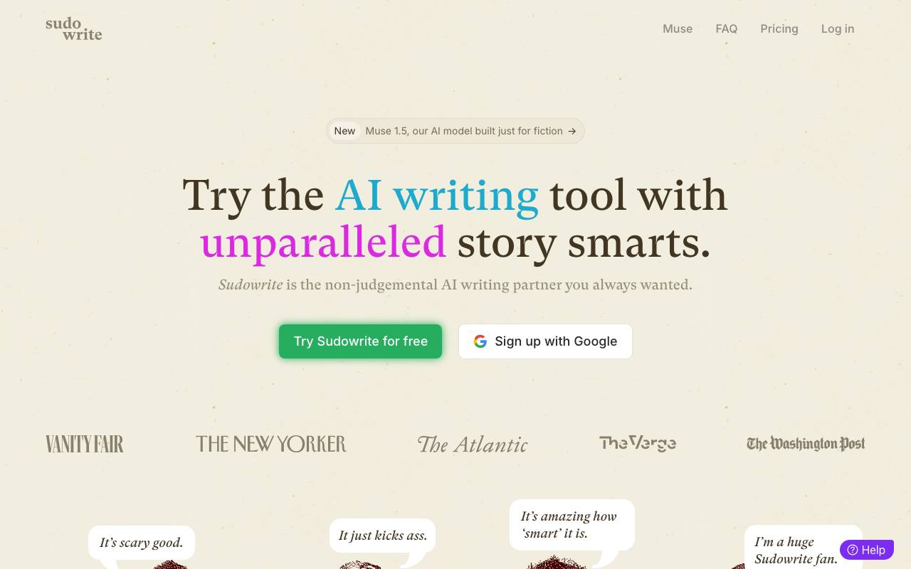Sudowrite website preview