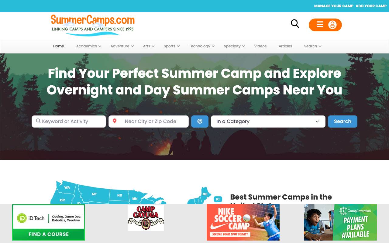 SummerCamps website preview