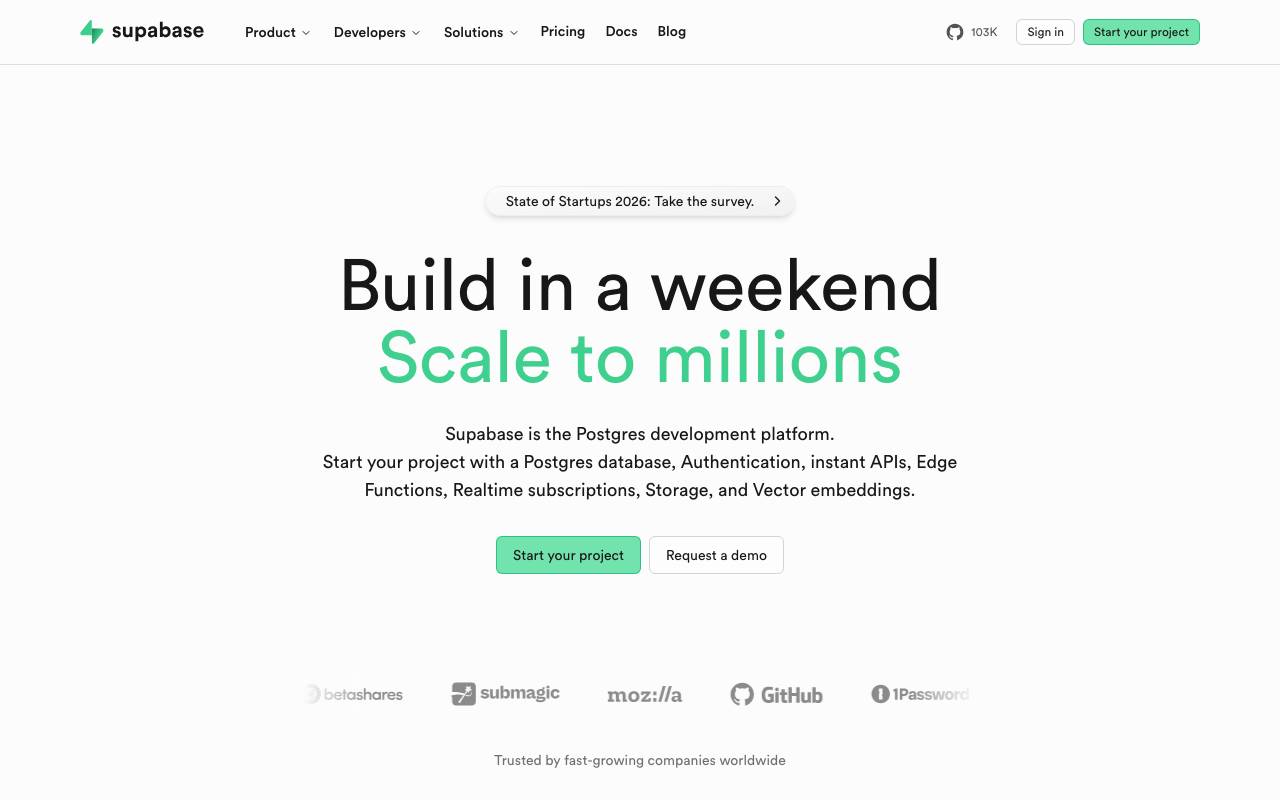 Supabase website preview