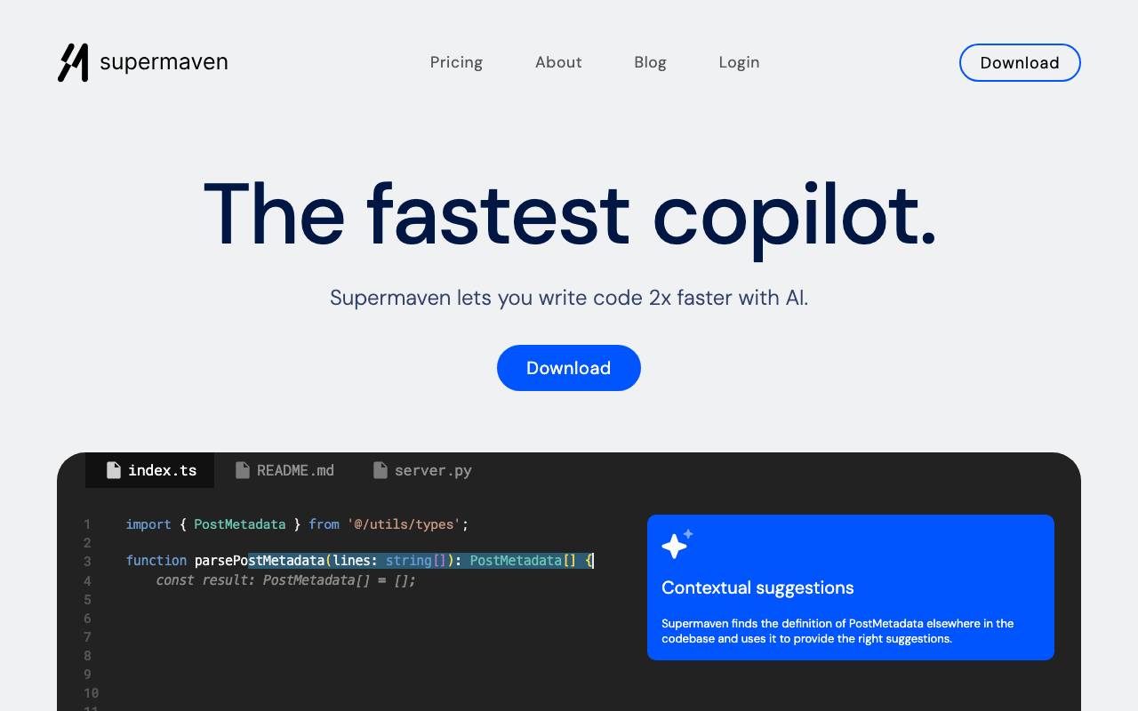 Supermaven website preview