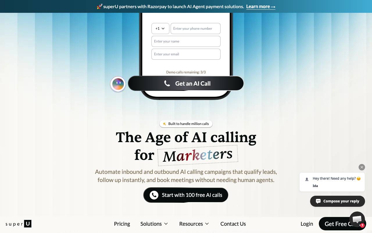 SuperU AI website preview