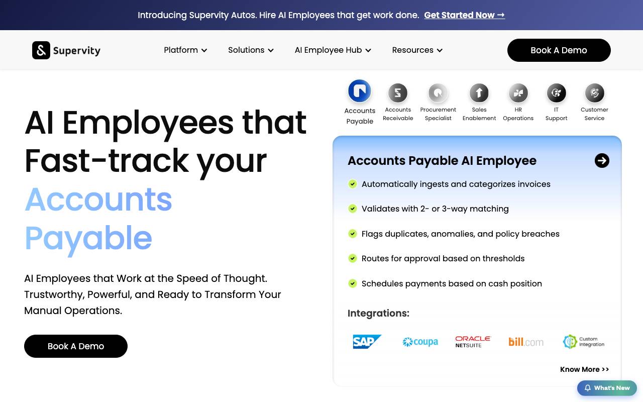 Supervity AI Employee website preview