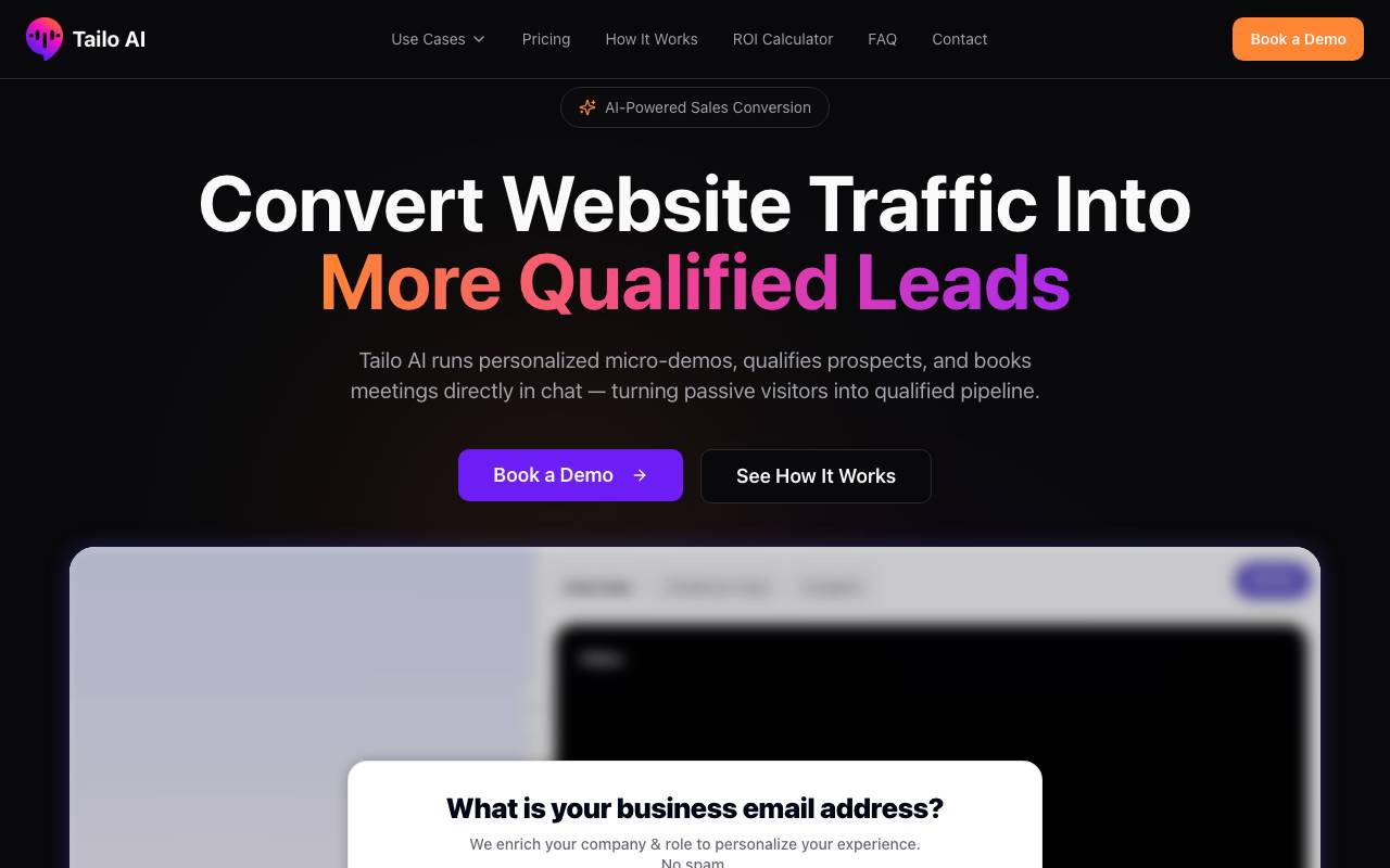 Tailo AI website preview