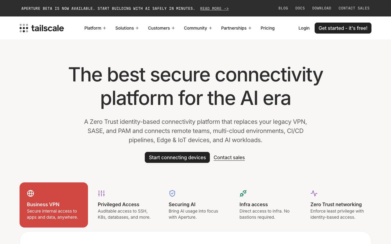 Tailscale website preview