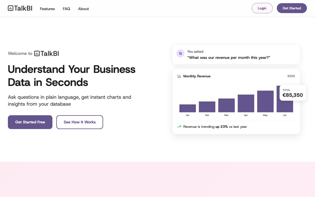 TalkBI website preview