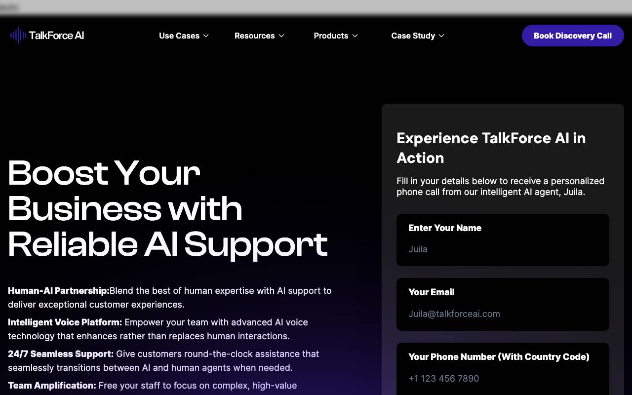 TalkForce AI website preview
