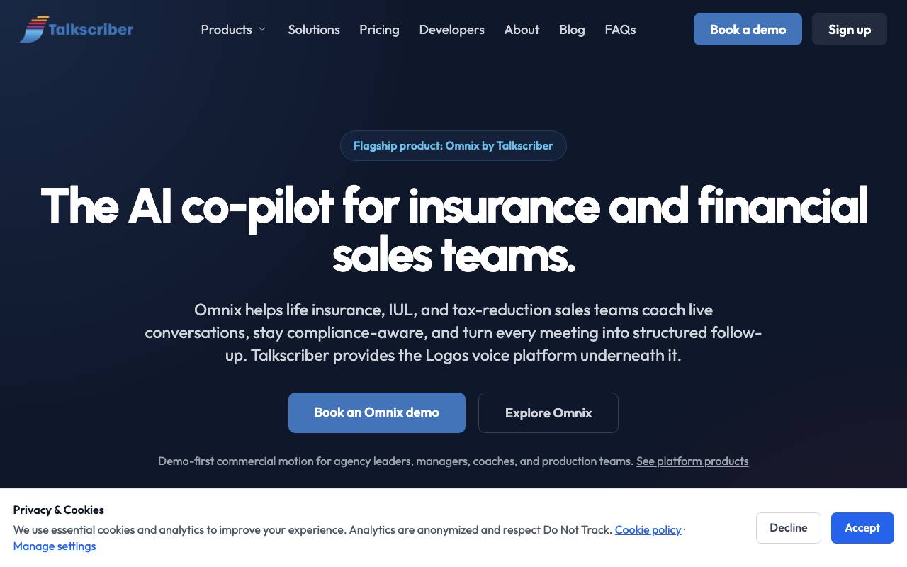 Talkscriber website preview