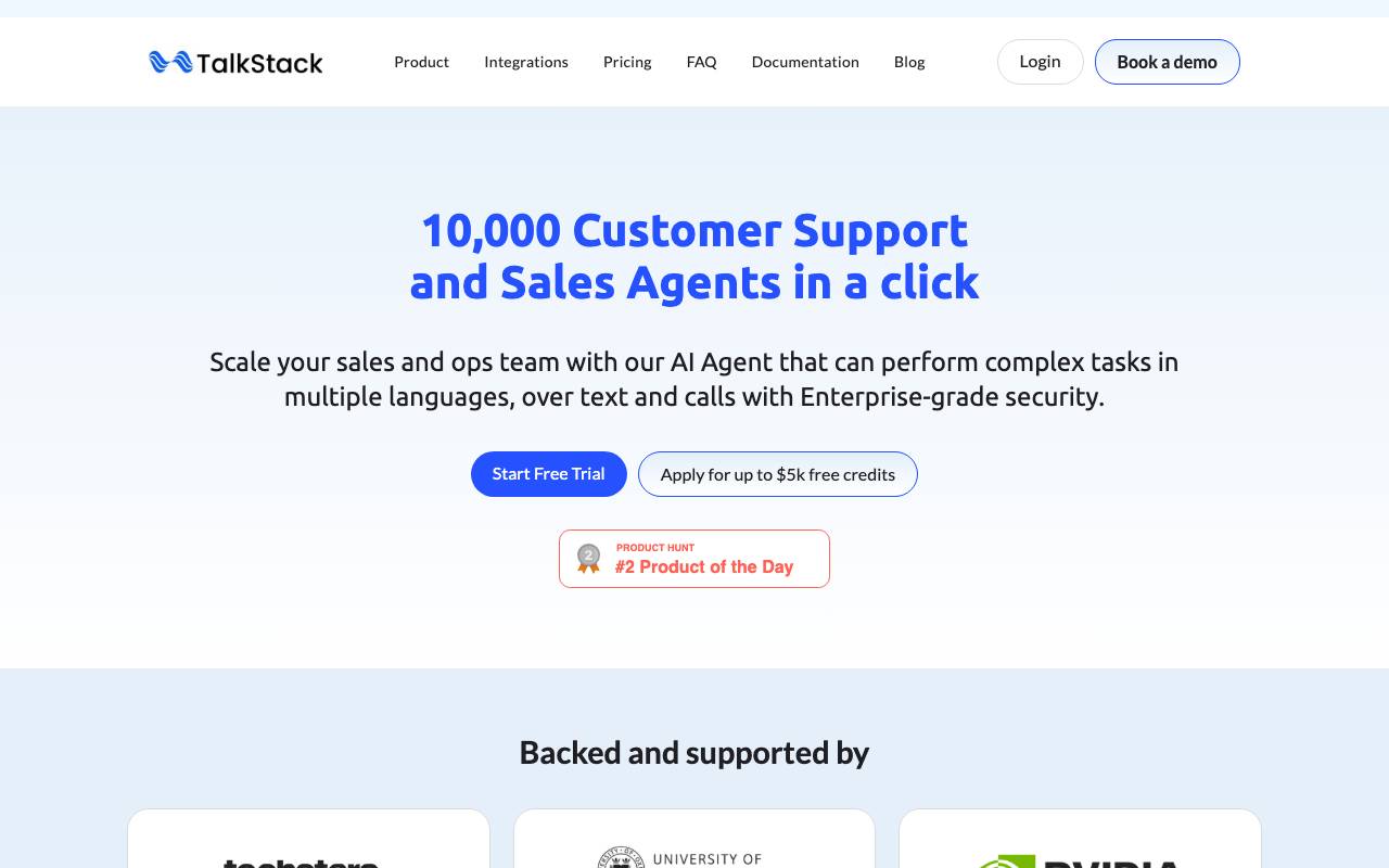 TalkStack AI website preview