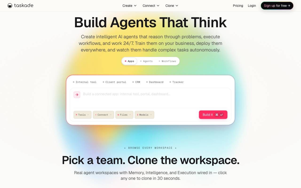 Taskade AI Agents website preview