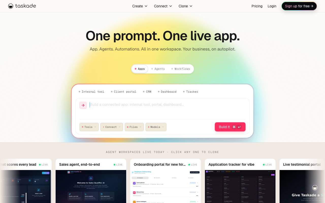 Taskade website preview