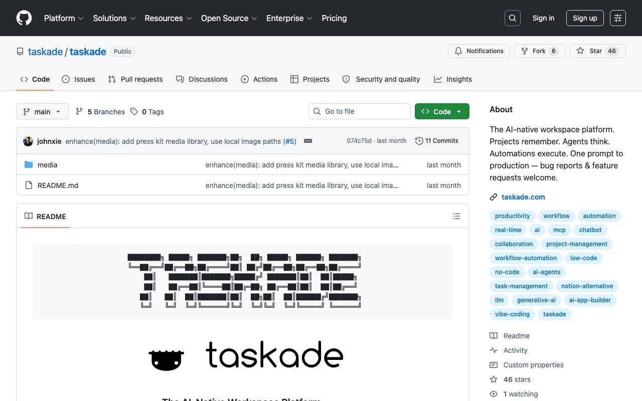 Taskade Open Source website preview