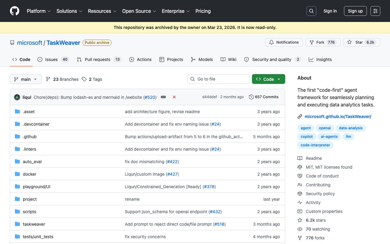 TaskWeaver website preview