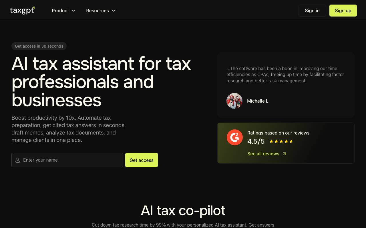 TaxGPT website preview