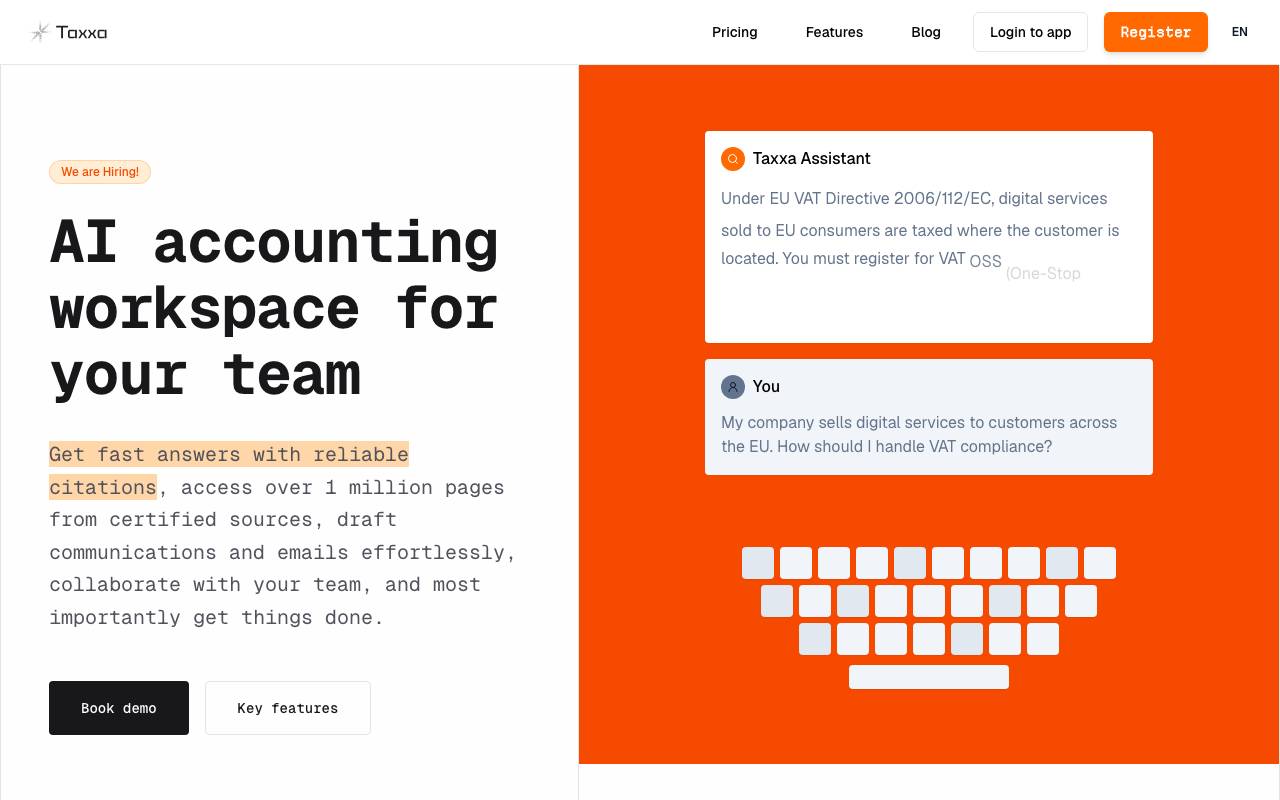 Taxxa.ai website preview