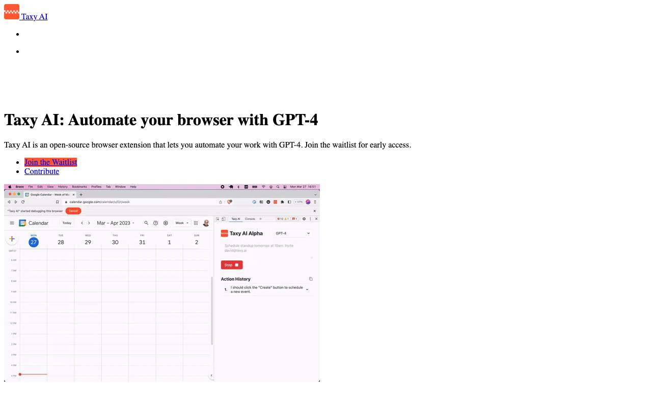 Taxy AI website preview