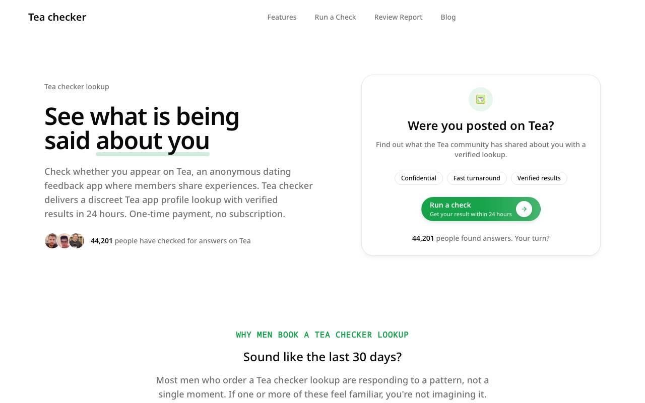 Tea checker website preview