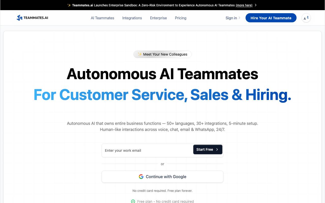 Teammates.ai website preview