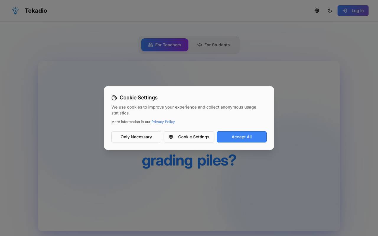 Tekadio website preview