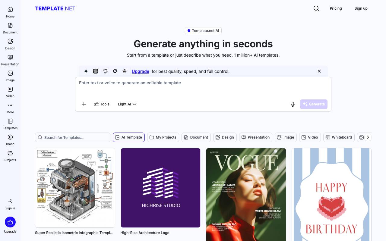 Template.net website preview