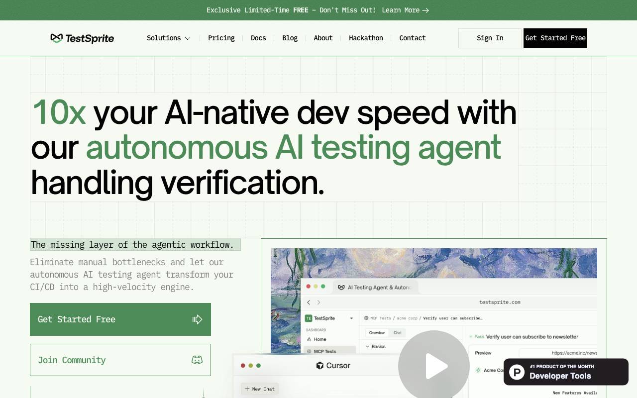 TestSprite website preview