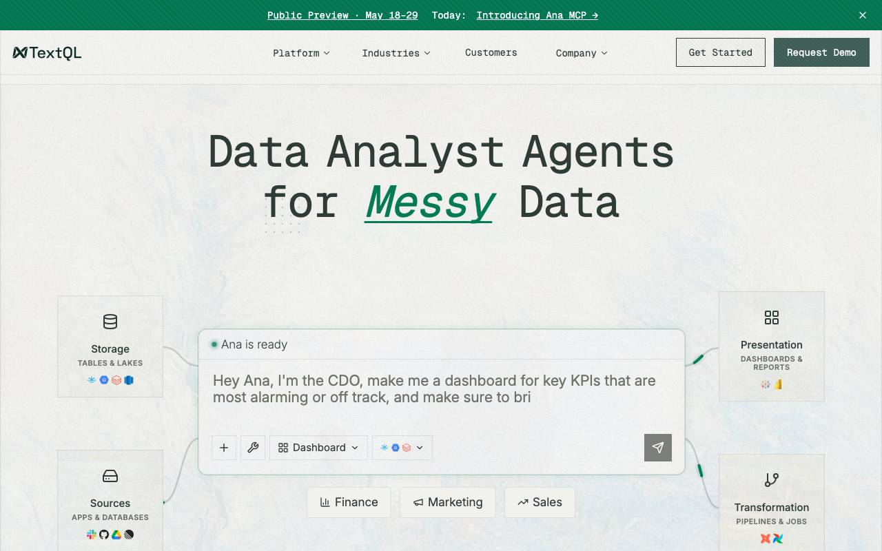TextQL website preview