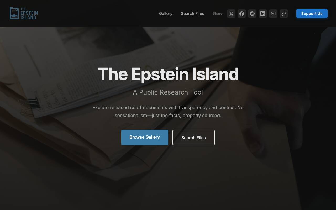 The Epstein Island website preview