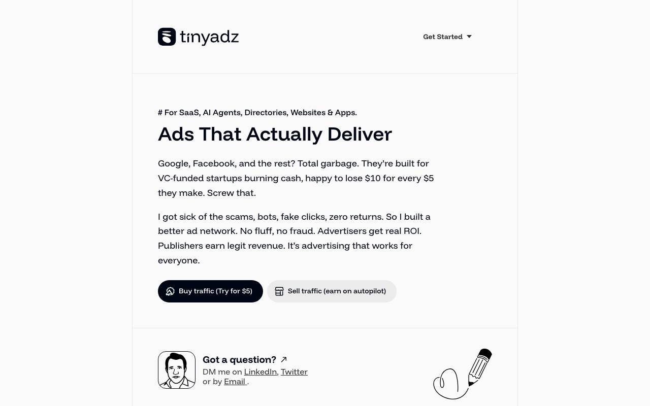 TinyAdz website preview