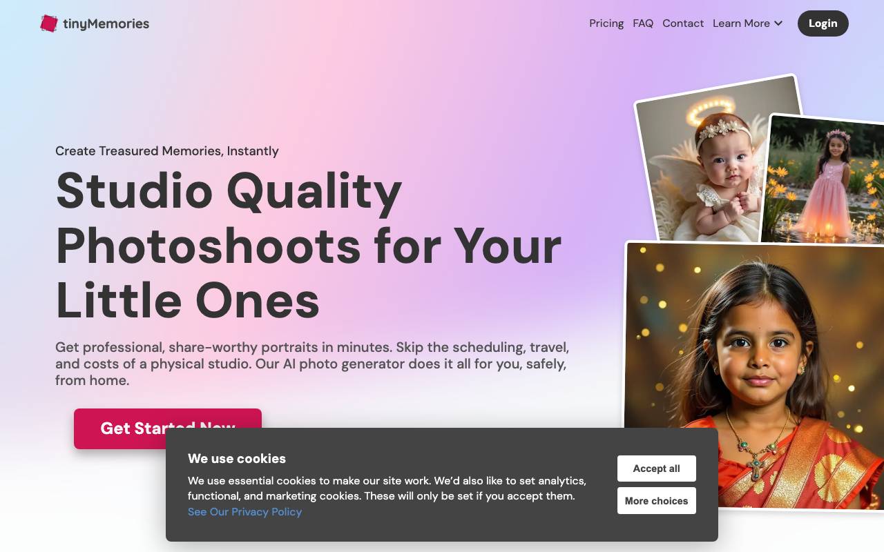 TinyMemories AI website preview