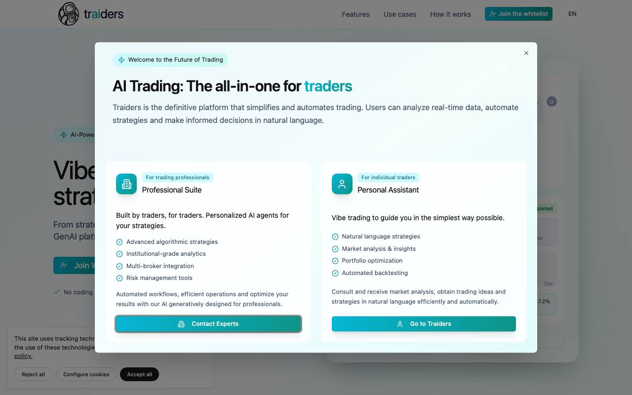 Traiders website preview
