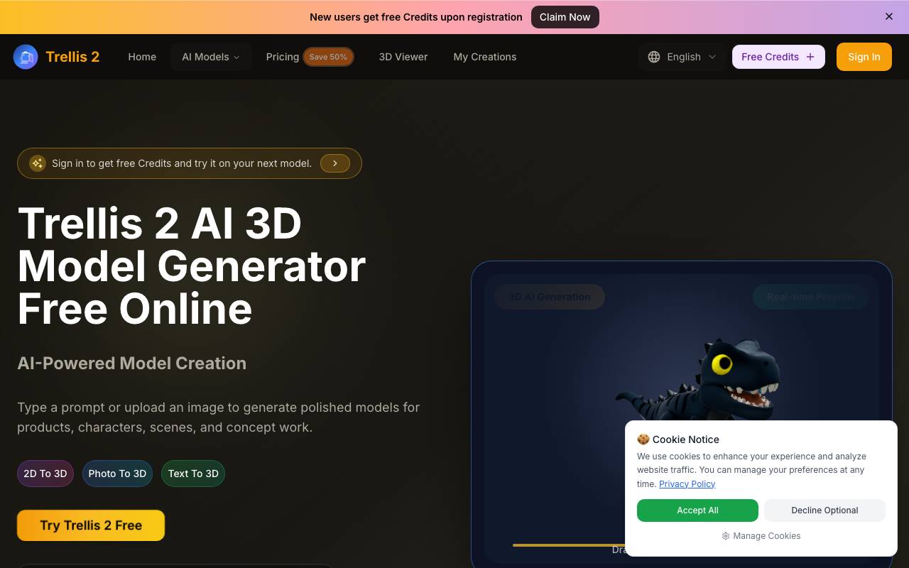 trellis 2 3d website preview