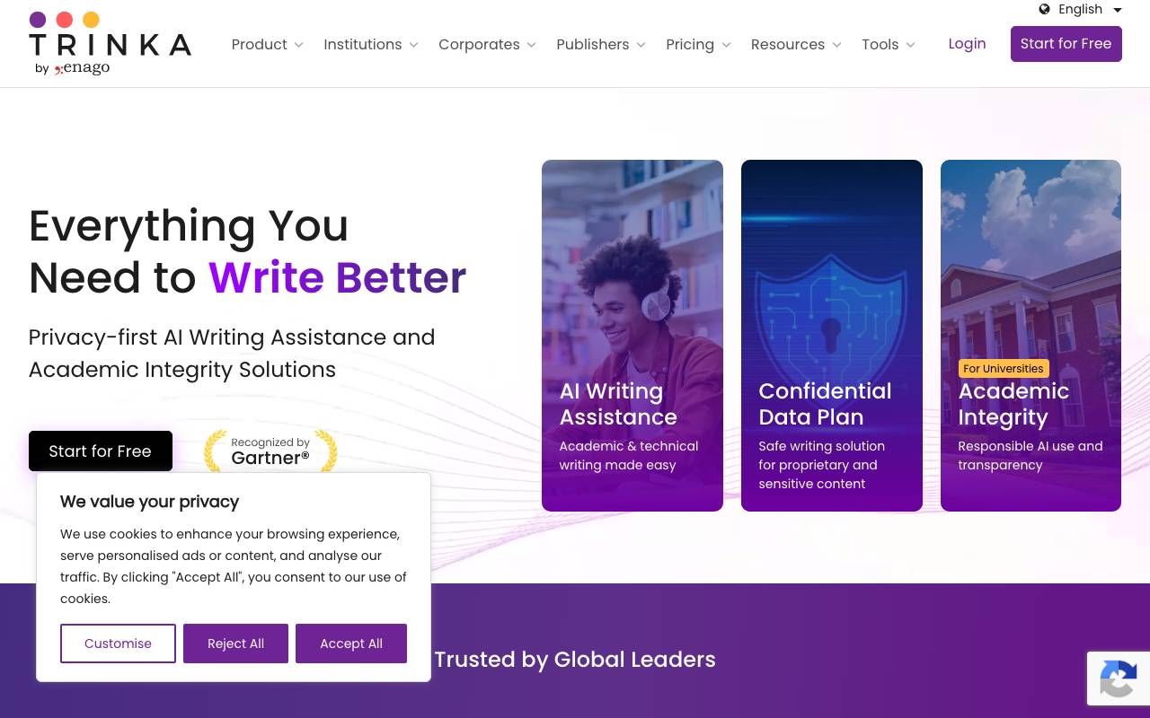 Trinka AI website preview