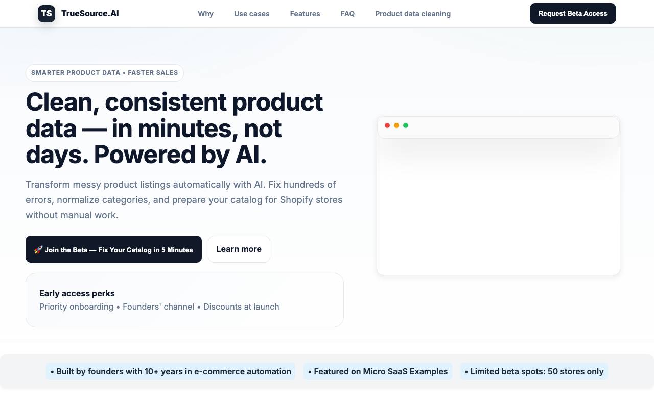 TrueSource.AI website preview