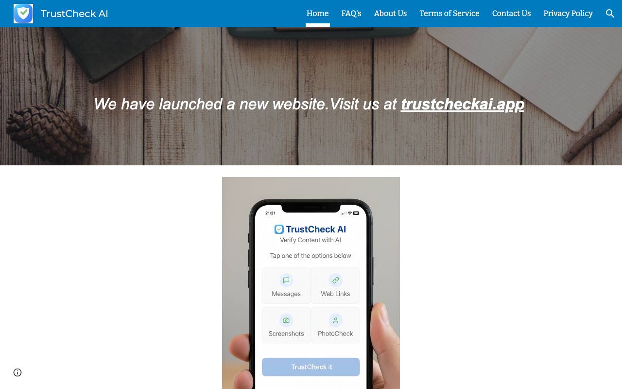 Trustcheck AI website preview