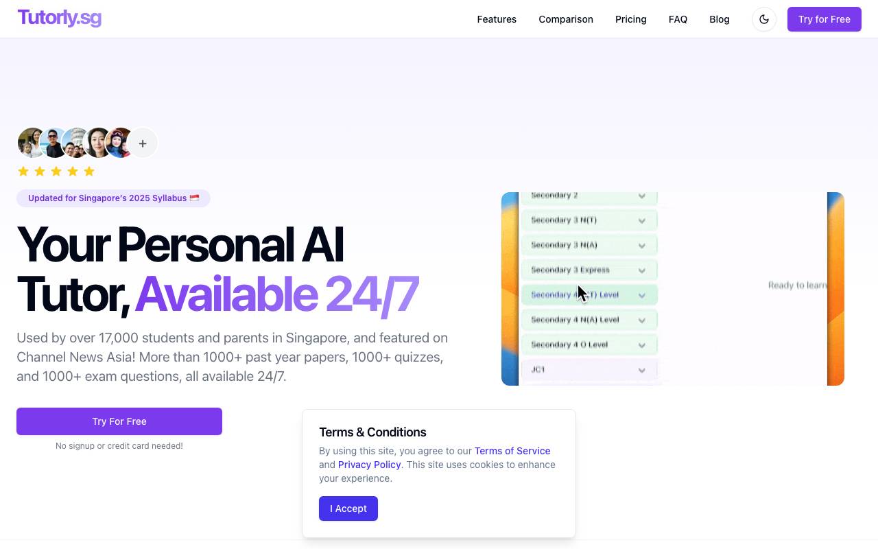 Tutorly.sg website preview