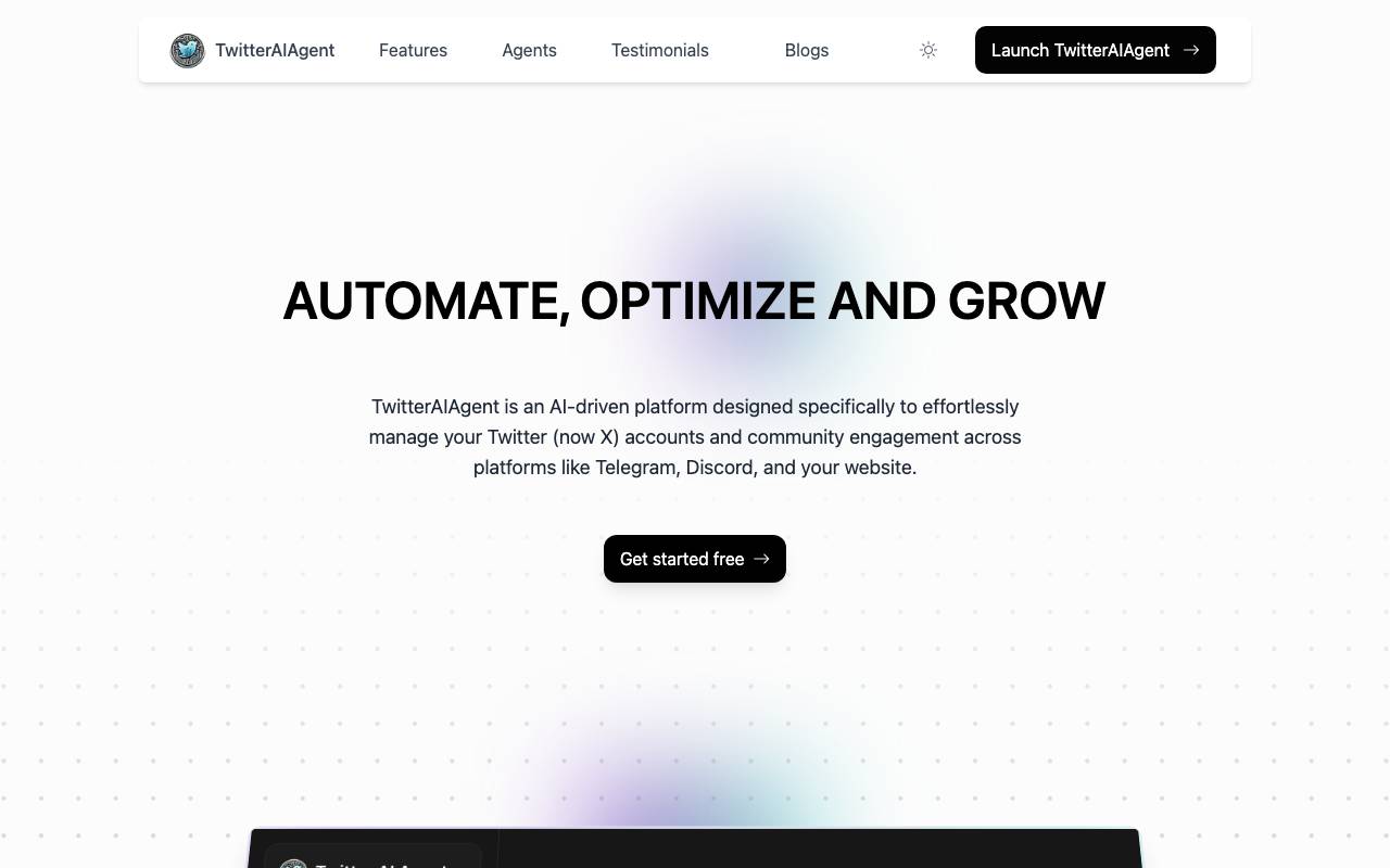 TwitterAIAgent website preview