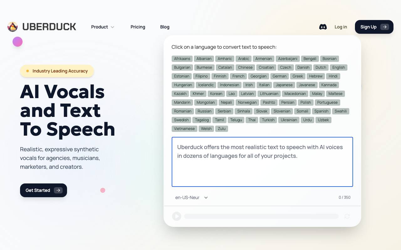 Uberduck website preview