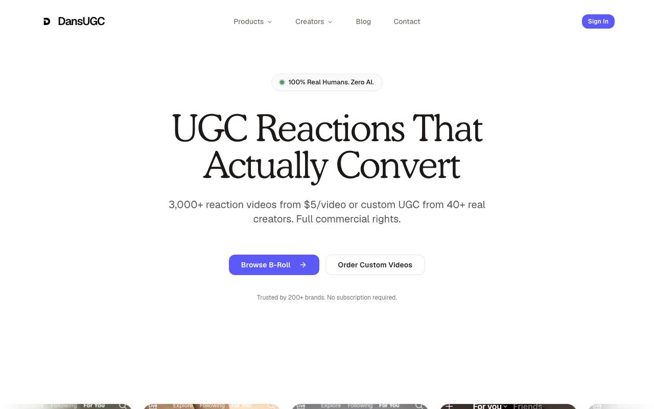 UGCHumans website preview