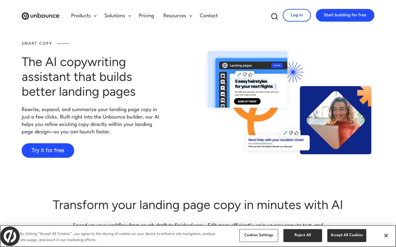 Unbounce Smart Copy website preview