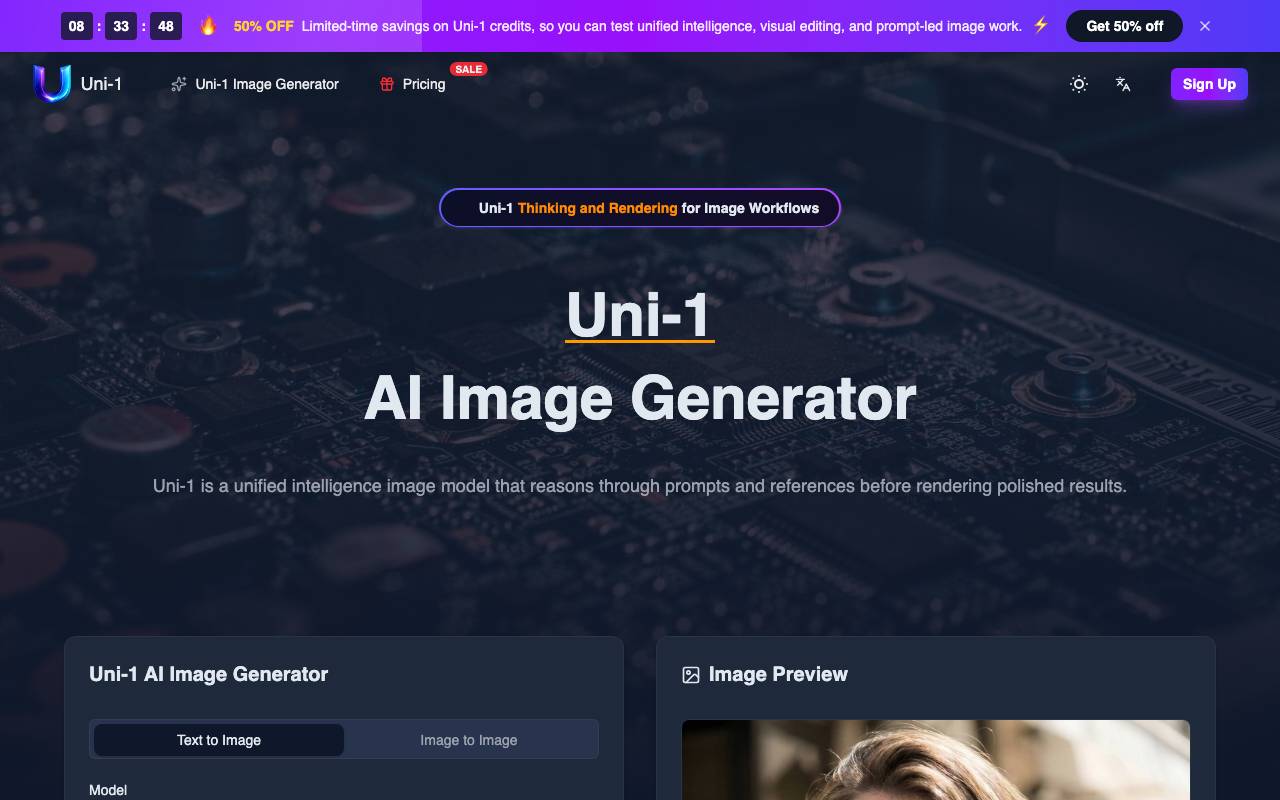 uni1 website preview