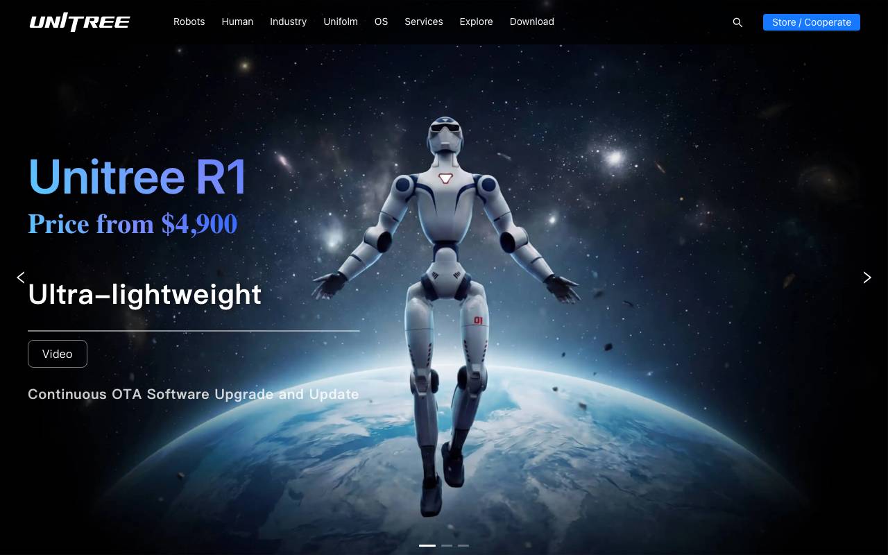 Unitree R1 website preview